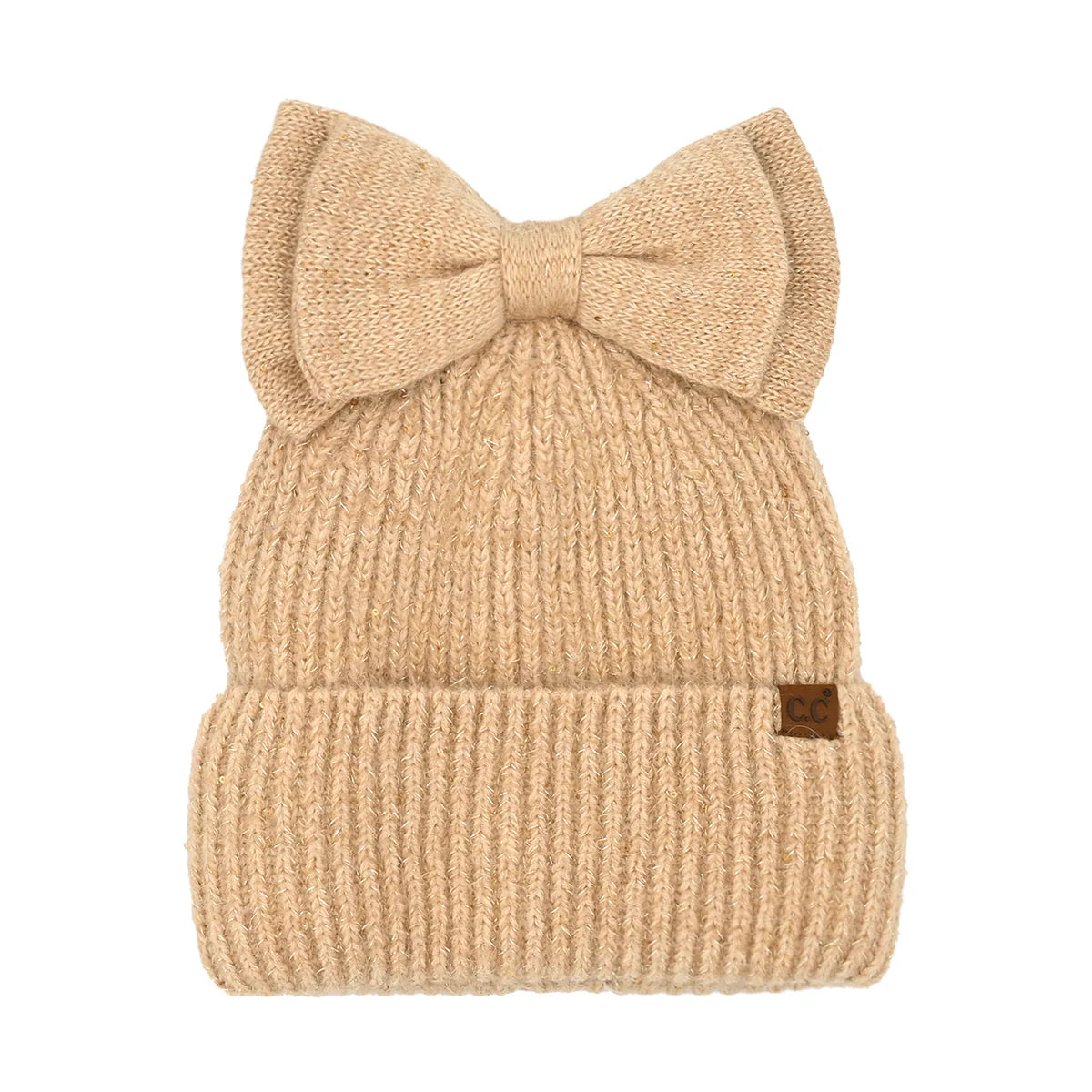 C.C Beanie Sequin Bow Messy Bun