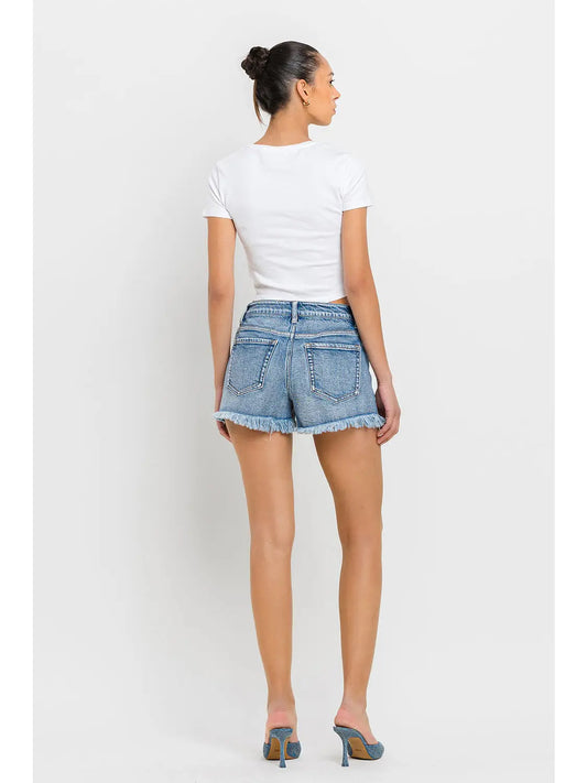 High Rise Frayed Hem A Line Shorts