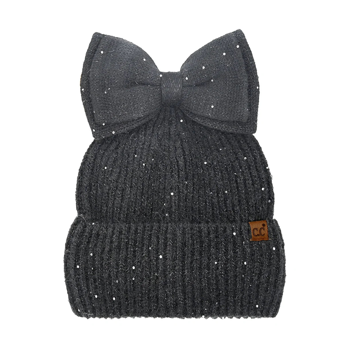 C.C Beanie Sequin Bow Messy Bun