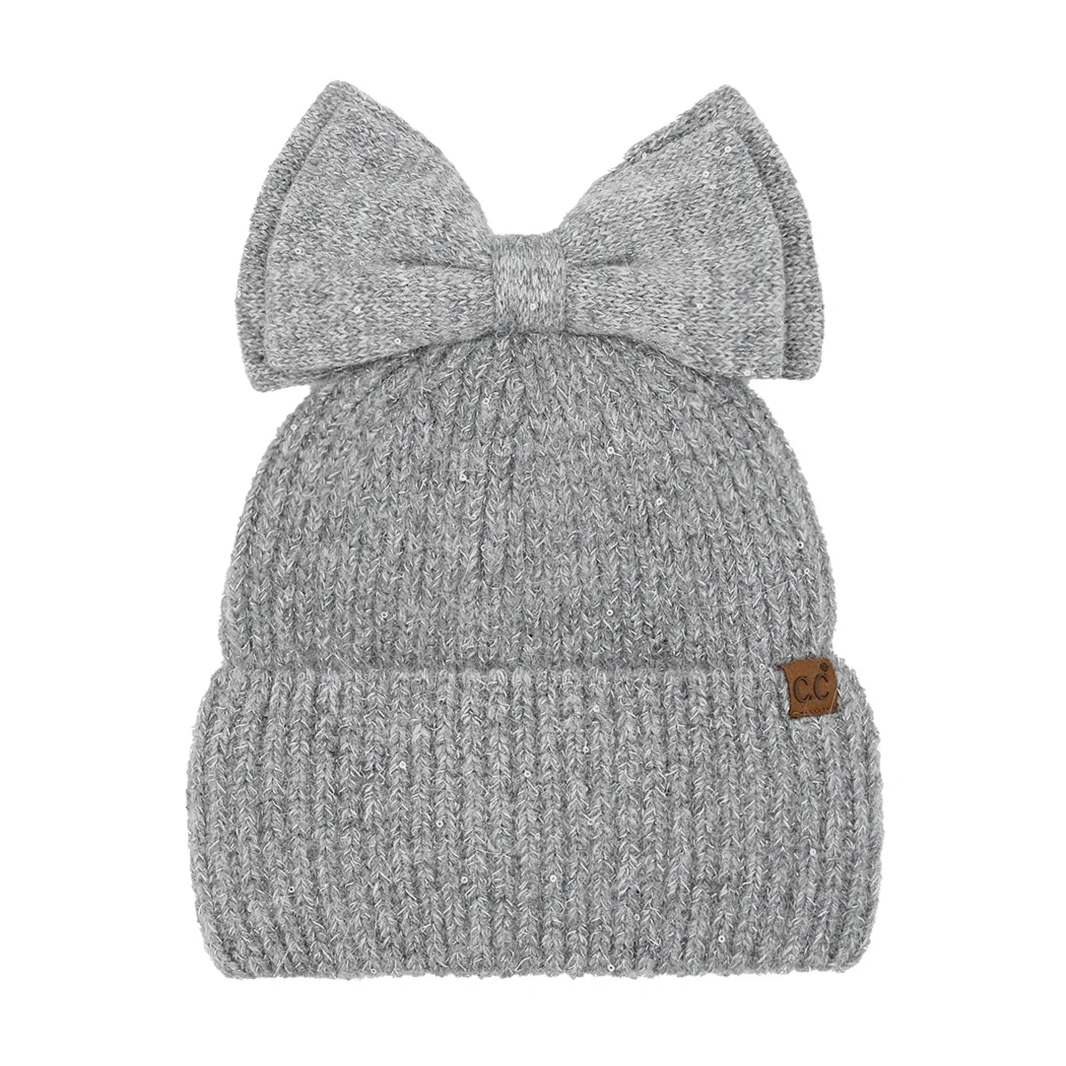 C.C Beanie Sequin Bow Messy Bun