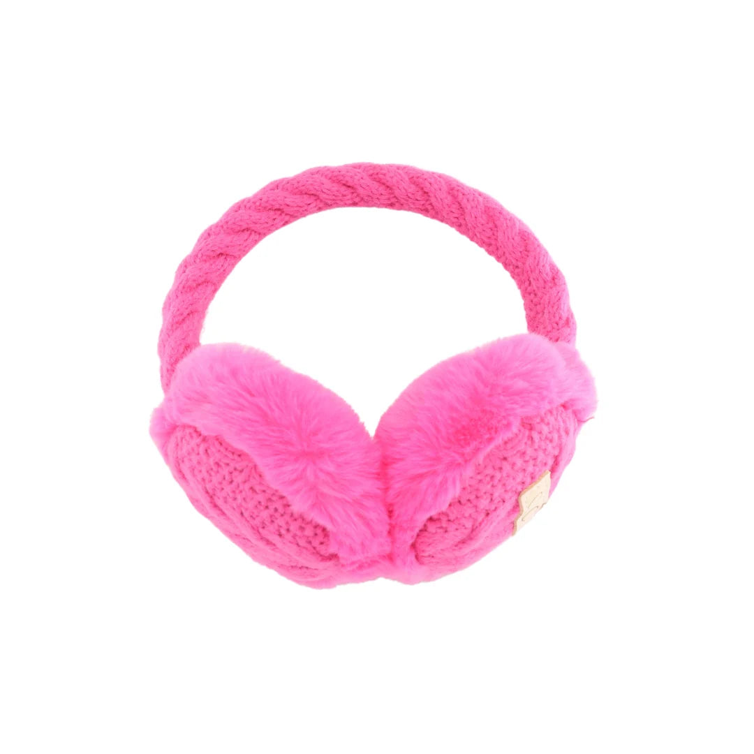 C.C Beanie Kids Cable Knit Faux Fur Earmuffs