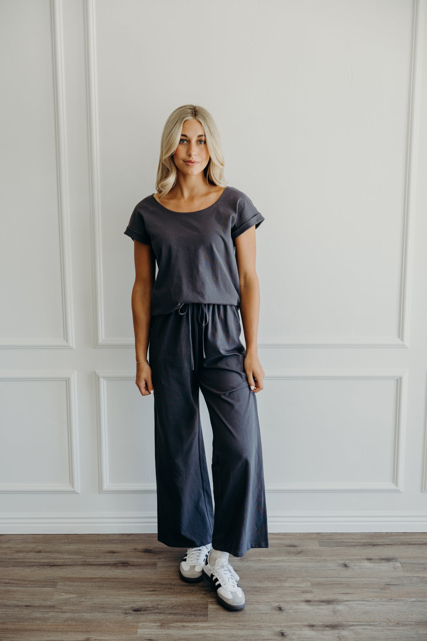 Wide leg lounge pants in moonstone