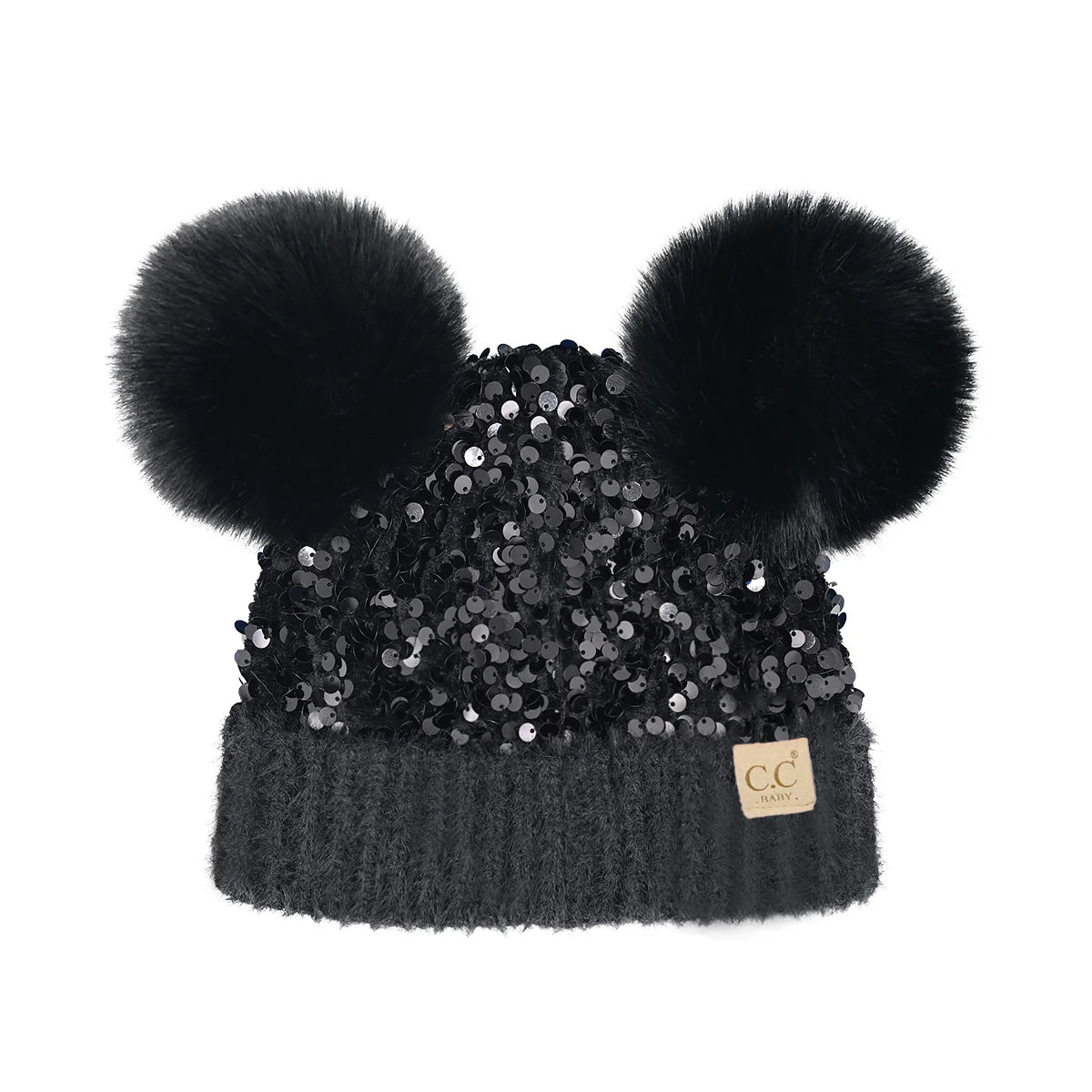 C.C Beanie Baby Cluster Sequin Faux Fur Double Pom