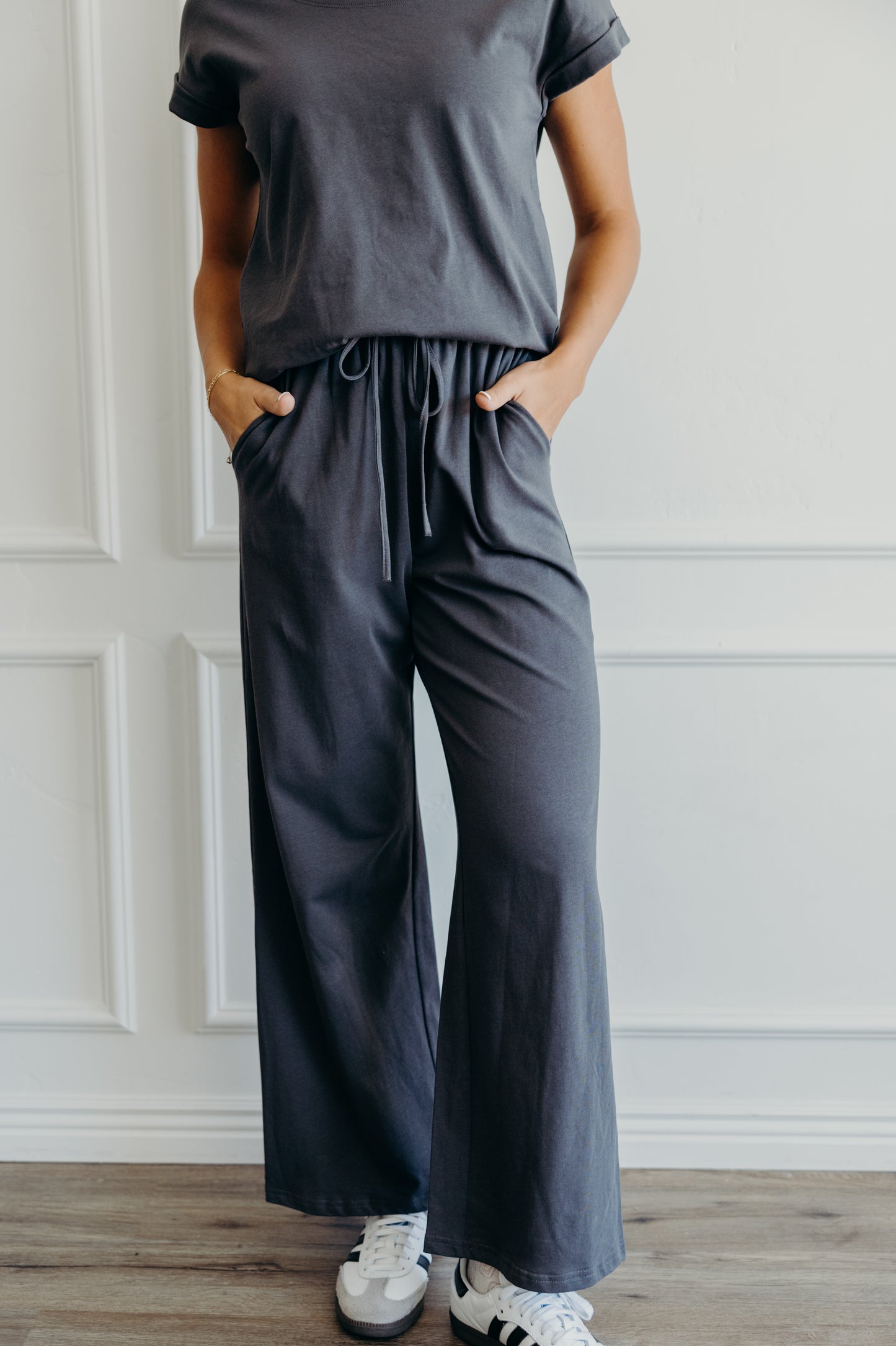 Wide leg lounge pants in moonstone