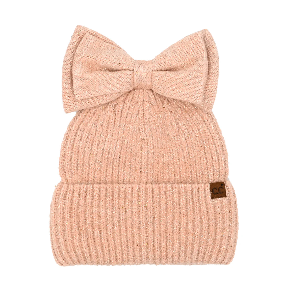 C.C Beanie Sequin Bow Messy Bun