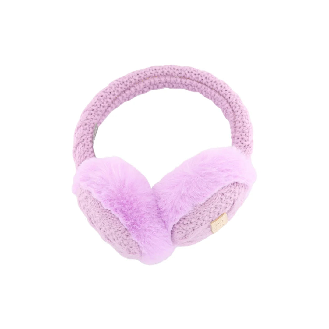 C.C Beanie Kids Cable Knit Faux Fur Earmuffs