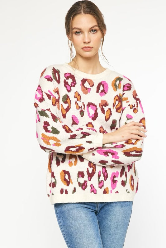 Multi Colored Leopard Print Sweater